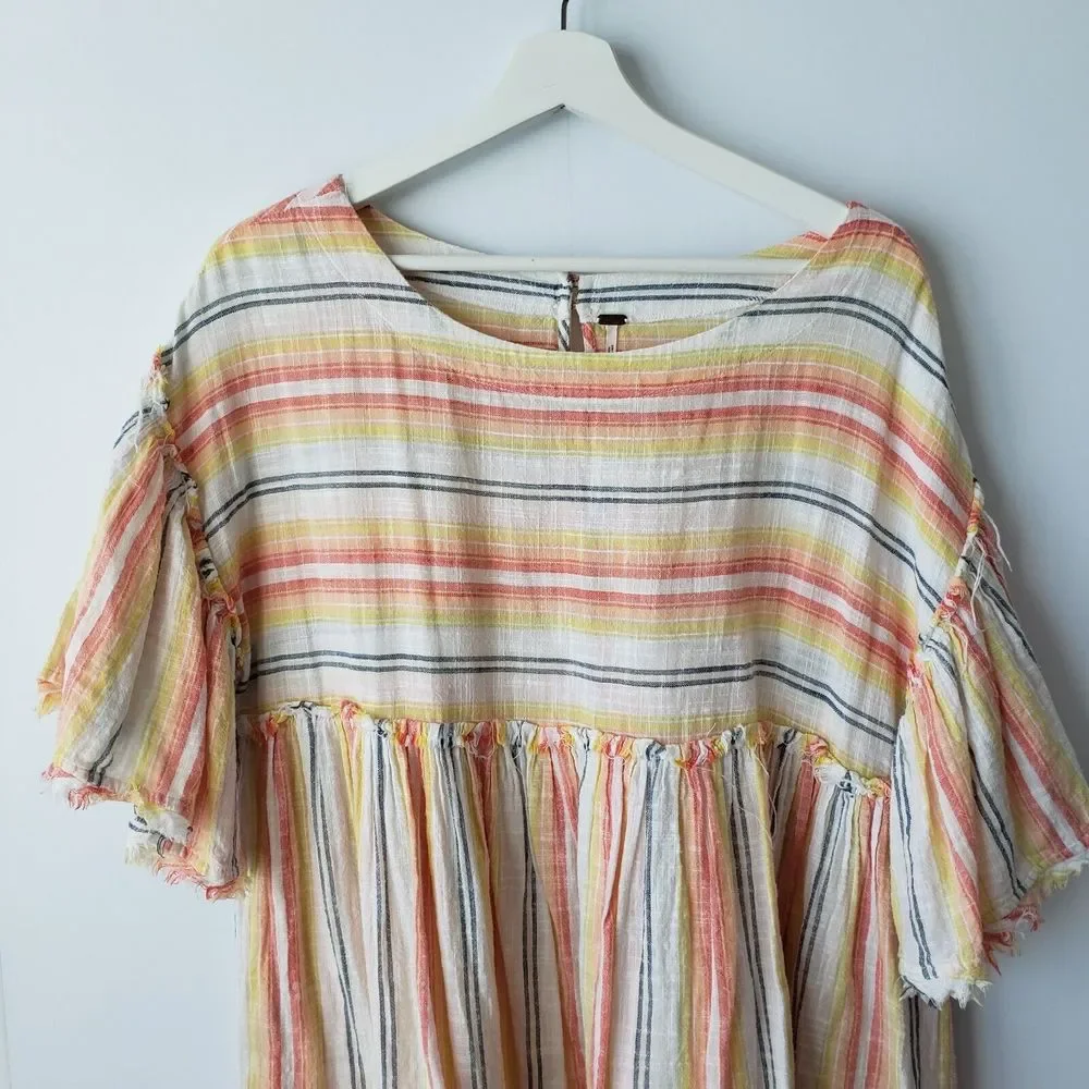 Free People Summer Nights Striped Dress in Yellow Mini size S - Picture 3 of 8